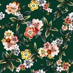 Seamless abstract flowers pattern, floral print.