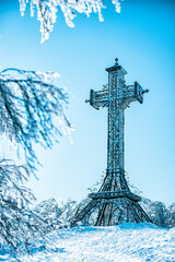 Summit of Monte Amiata in tuscany winter time