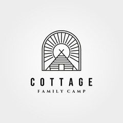 cottage retro logo vintage vector with sunburst symbol illustration design