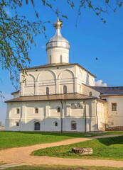Fototapeta na wymiar White ancient Orthodox church of the early 16th century in Vologda
