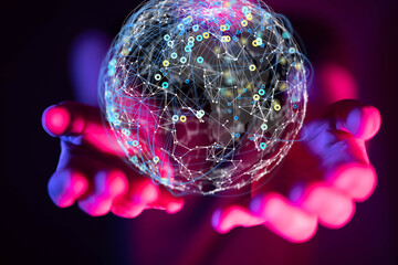 Abstract network of physical devices on the Internet using a network connection with statistics...