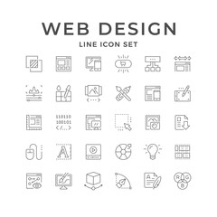 Set line icons of web design