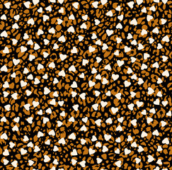 Seamless leopard heart pattern, animal print.