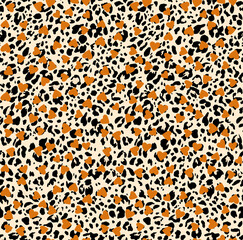 Seamless leopard heart pattern, animal print.