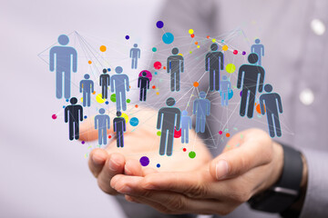 Business people silhouettes network team