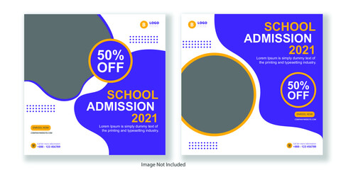 School admission square banner. Suitable for educational banner and social media post template