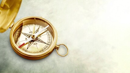 Fototapeta na wymiar Old style brass compass on desk