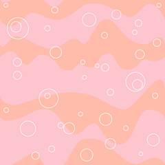 seamless pattern with blue bubbles and pink, orange waves