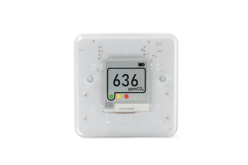 Indoor air quality sensor Isolated on a white background. Co2 monitoring at home