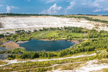 Abandoned quarry in Volsk with a beautiful lake at the bottom. High quality photo