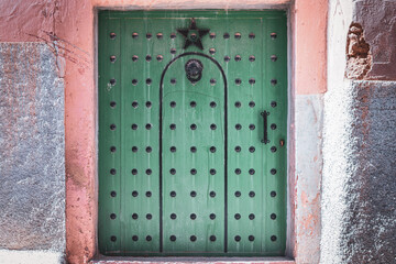 Traditional artisan entrance door in oldtown kasbah Morocco