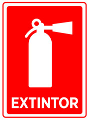 extintor fuego o incendio español - obrazy, fototapety, plakaty