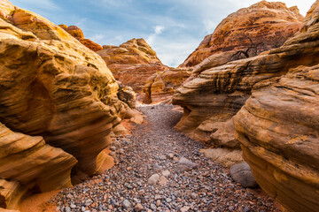 Colorful Slot Canyon On The Prospect Trail, Valley of Fire State Park, Nevada, USA