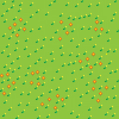 Grass pixel art background. Grass texture. Pixel art vector. Flower garden.