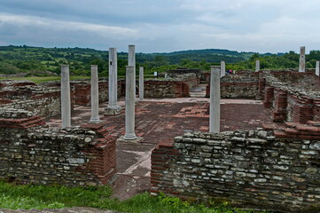View of some of the preserved ruins of the ancient Roman complex of palaces and temples Felix Romuliana, built in 3rd and 4th century AD by Roman Emperor Galerius, Serbia