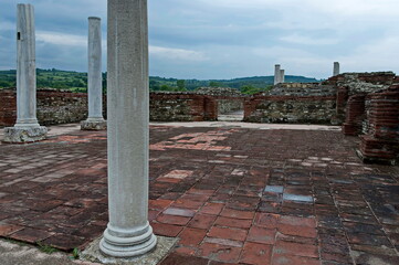 Fototapeta na wymiar View of some of the preserved ruins of the ancient Roman complex of palaces and temples Felix Romuliana, built in 3rd and 4th century AD by Roman Emperor Galerius, Serbia