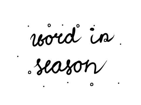 Word in season phrase handwritten. Lettering calligraphy text. Isolated word black modern