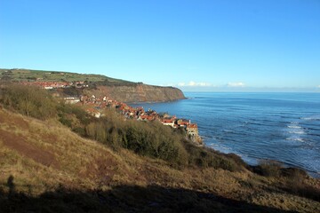 Robin Hood's Bay, North Yorkshire, and coastline from the south.