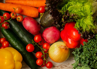 Fresh vegetables organic produce healthy food background