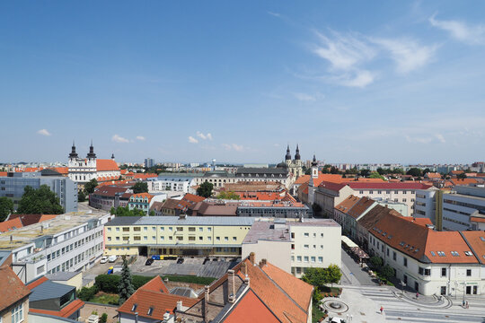The panorama view of Trnava historical center, Slovakia