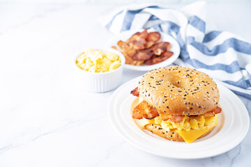 Fried bacon cheese egg salad  bagel