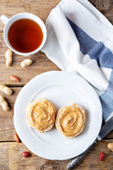 Peanut butter sandwiches on a plate