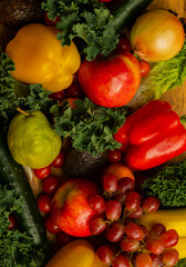 Naklejka na ściany i meble Fresh fruits and vegetables organic healthy produce