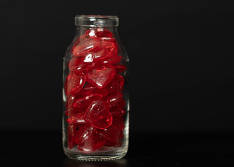 Red Hearts in a jar