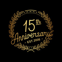 15 years anniversary celebrations design template. 15th logo. Vector and illustrations.