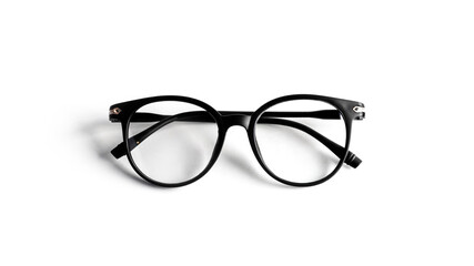 Glasses with black frames isolated on a white background.