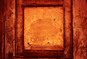 Empty frame, square. Concrete surface. Orange grunge background - 408880980