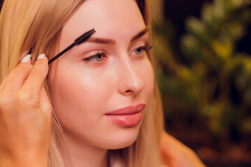 Eyebrows tinting treatment with natural henna dye.