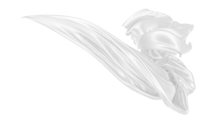 Obraz premium Beautiful flowing fabric of white wavy silk or satin. 3d rendering image.