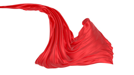 Beautiful flowing fabric of red wavy silk or satin. 3d rendering image.