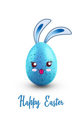 Easter eggs isolated on white background. Text. Easter bunny