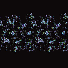 Floral scroll border with gradient coloring. Seamless.