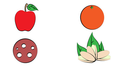 Daily Food Products Of Bread, Dairy, Vegetables, Fruits And Meat Vector Icons