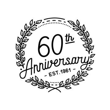 60 years anniversary celebrations design template. 60th logo. Vector and illustrations.