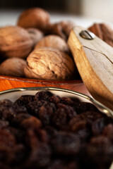 plate of nuts and raisins close-up