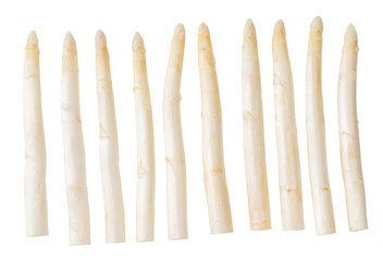 Fresh white asparagus isolated on white background.