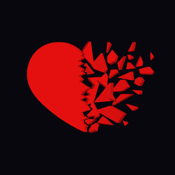 Broken heart icon. Unhappy relationship sign. Vector design