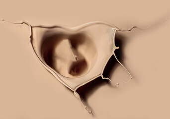 beautiful crisp beige, ivory, crown-shaped paint splash opaque very close in detail