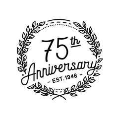 75 years anniversary celebrations design template. 75th logo. Vector and illustrations.