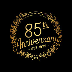 85 years anniversary celebrations design template. 85th logo. Vector and illustrations.