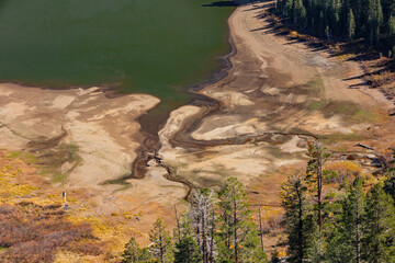 Aerial view of the Red Lake in Lake Tahoe area