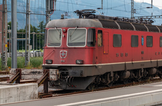 Balzers, Liechtenstein - July 18, 2015: A picture of an old SBB (Swiss Federal Railways) train.