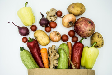 Collection of fresh vegetables on white background