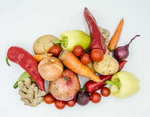 Collection of fresh vegetables on white background