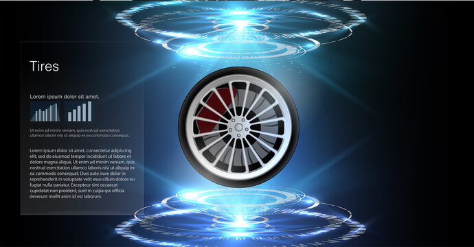 Tire car advertisement poster. Vector automotive brochure template. Grunge tire tracks backgrounds for portrait poster