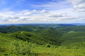 Naklejka premium Landscape of Carynska in spring, Bieszczady National Park, Poland